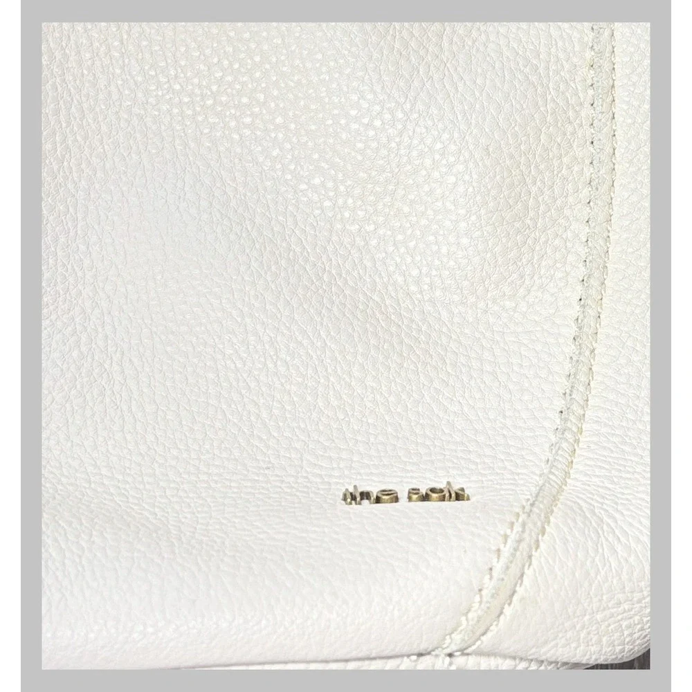 The Sak Cream Pebbled Leather Hobo Shoulder Bag Embossed Floral Off White